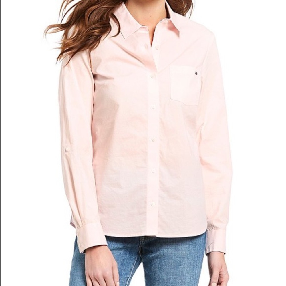 Tommy Hilfiger women’s pink button down shirt